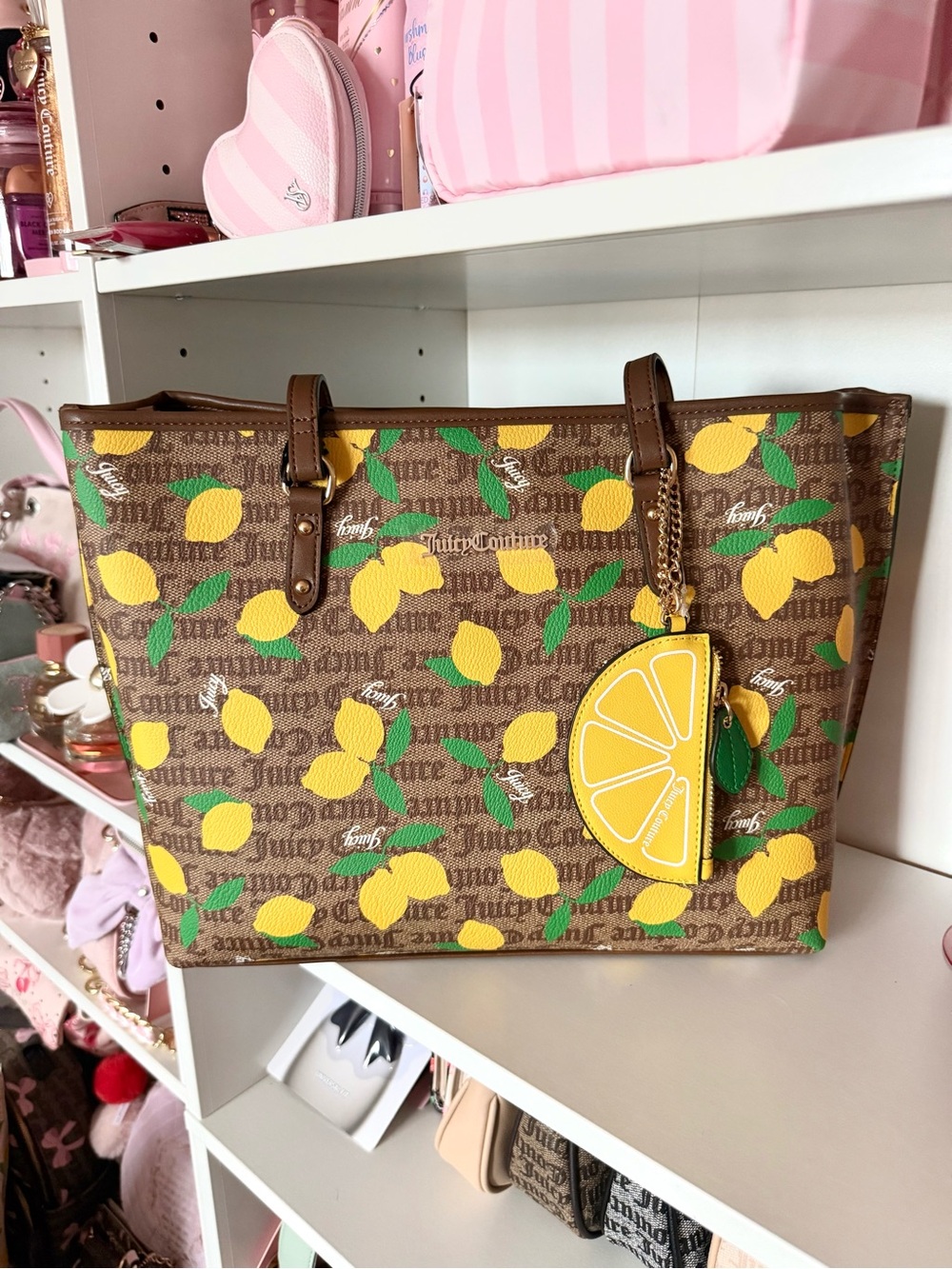Juicy Couture “Fruitful” Lemon Print Tote Bag - Yellow/Brown